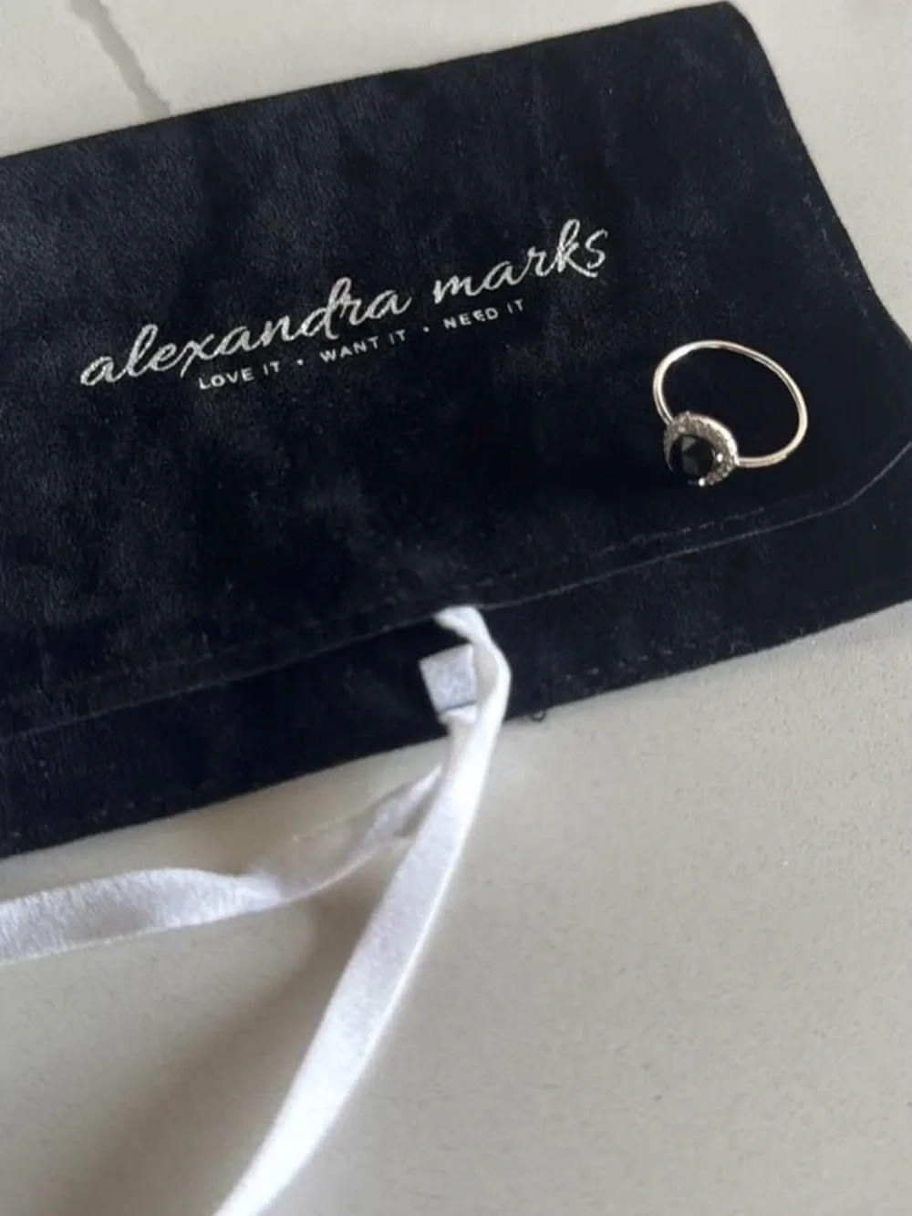 Alexandra Marks Free Form Onyx Ring sz 7